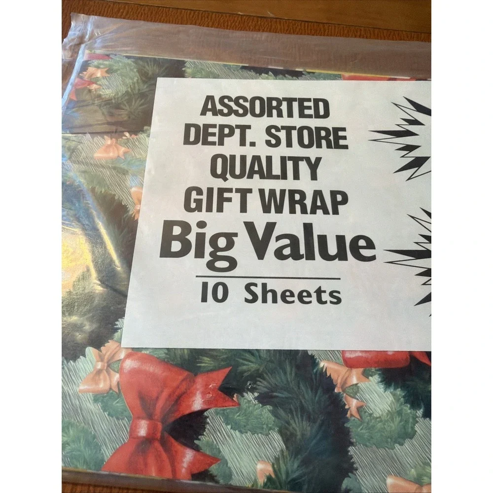 Vintage Christmas Wrapping Paper Flat Sheets 2 Packages Of 10 Sheets (20 Total)